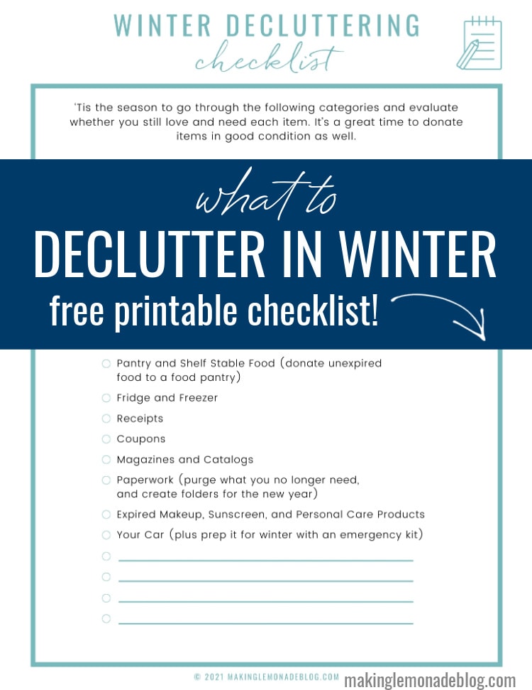 what to declutter in winter free printable checklist