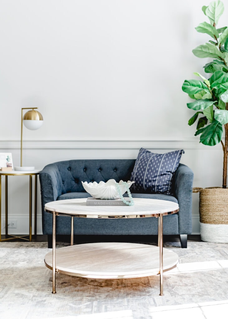 feminine home office with sitting area