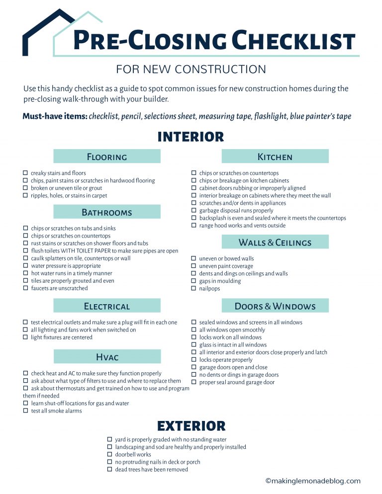 Building a House? Grab This Free Printable Pre-Closing Checklist!