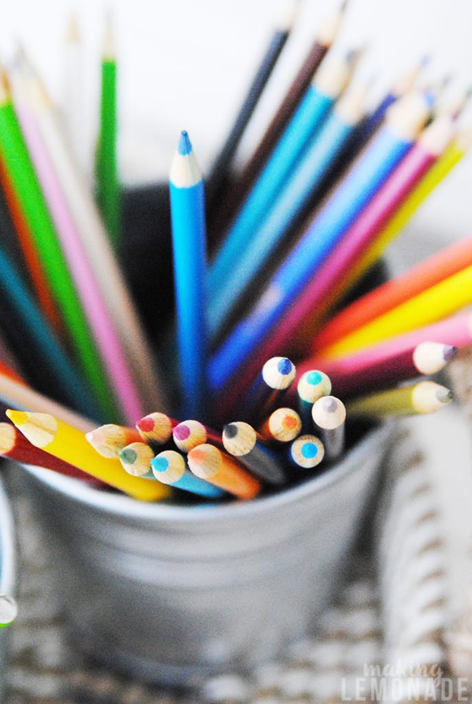 colored pencils in a cup