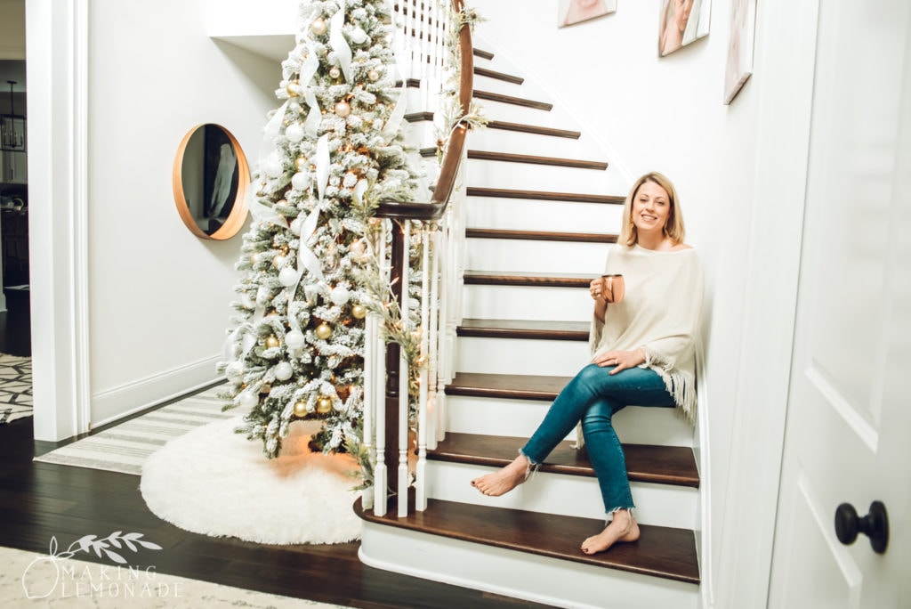 woman with christmas tree