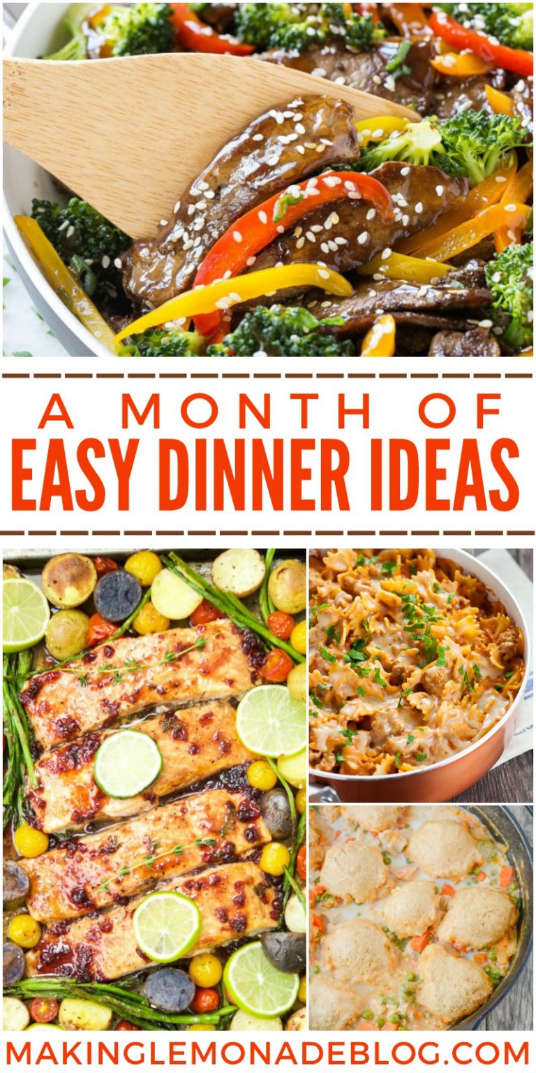 an entire month of quick and easy dinner ideas, this is exactly what I needed for my recipes file!