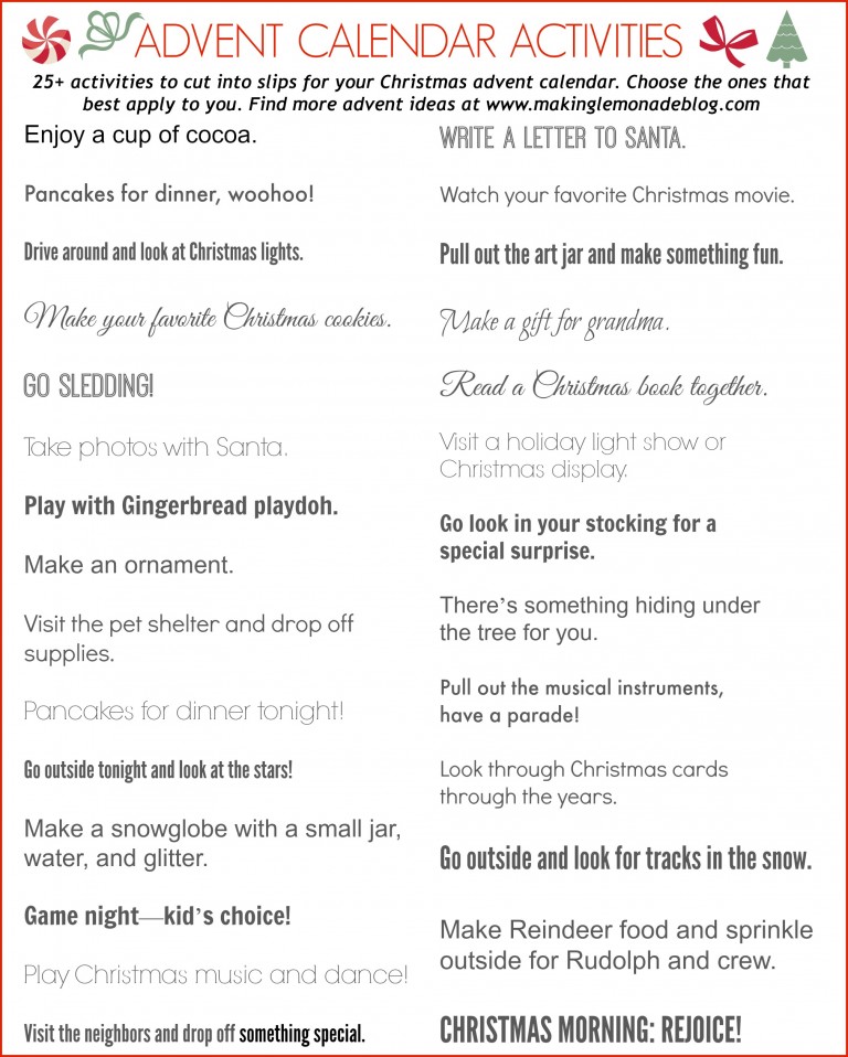 Countdown ‘Til Christmas: Printable Advent Activities