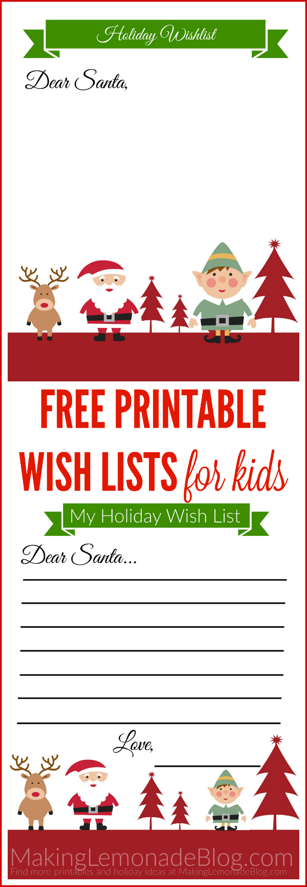 Free Printable Holiday Wish List for Kids