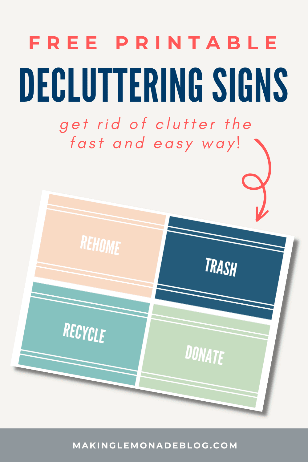free printable sorting signs for decluttering