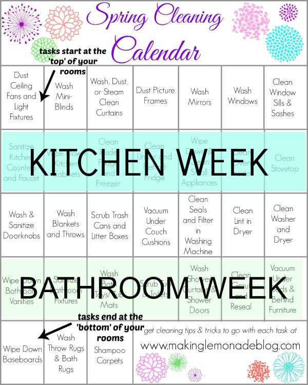 Free Printable Spring Cleaning Calendar