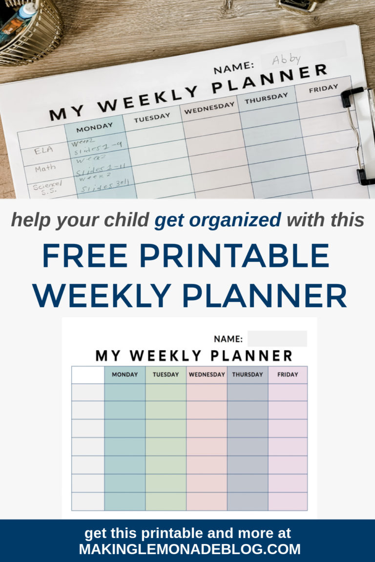 Free Printable Weekly Student Planner