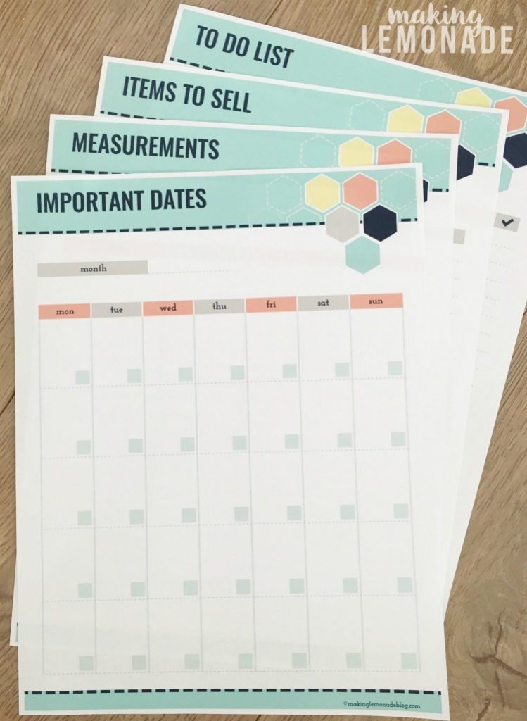 free printables for an organized move