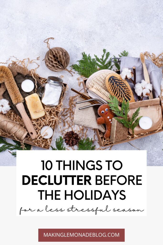 tips for holiday decluttering with holidays items in a box