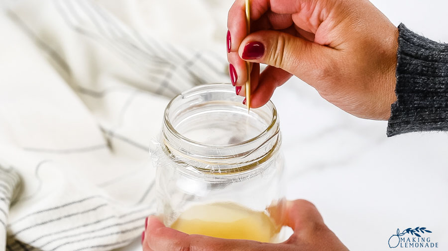 poking holes in saran wrap