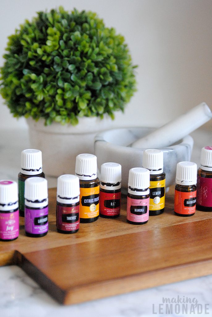 A bunch of Young Living Essential Oils