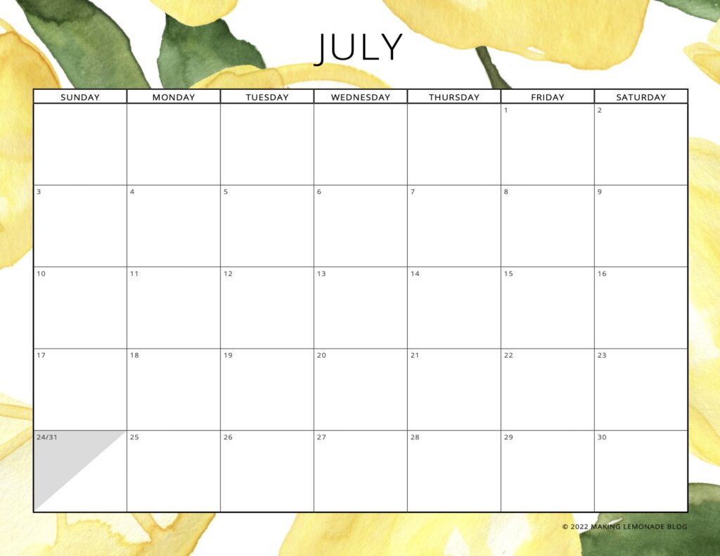 free 2022 monthly calendar