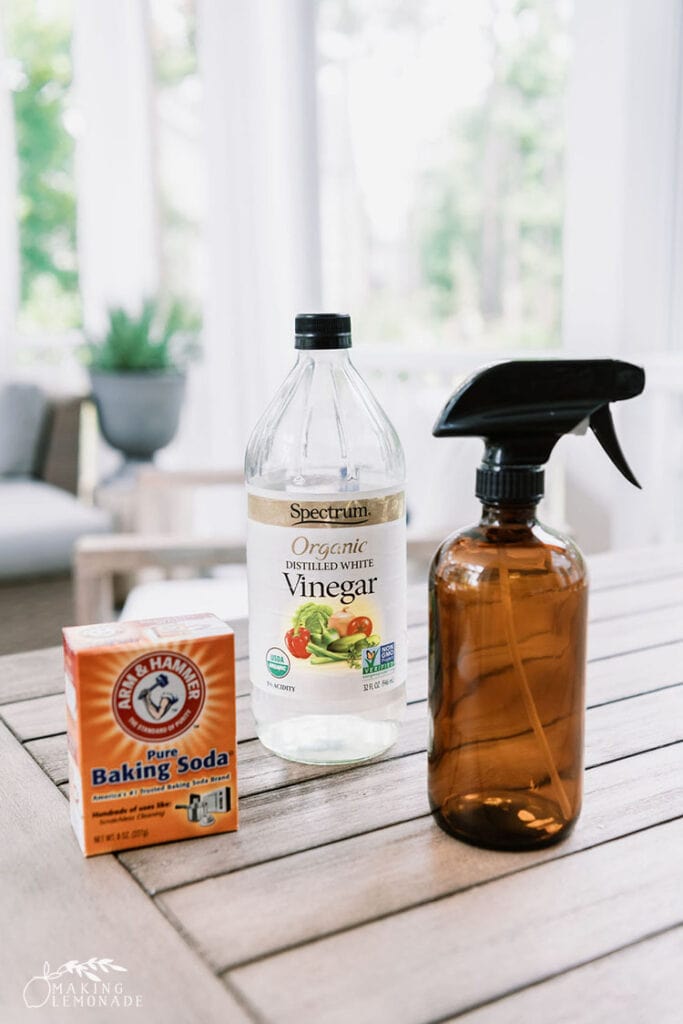 vinegar and spray bottle with baking soda