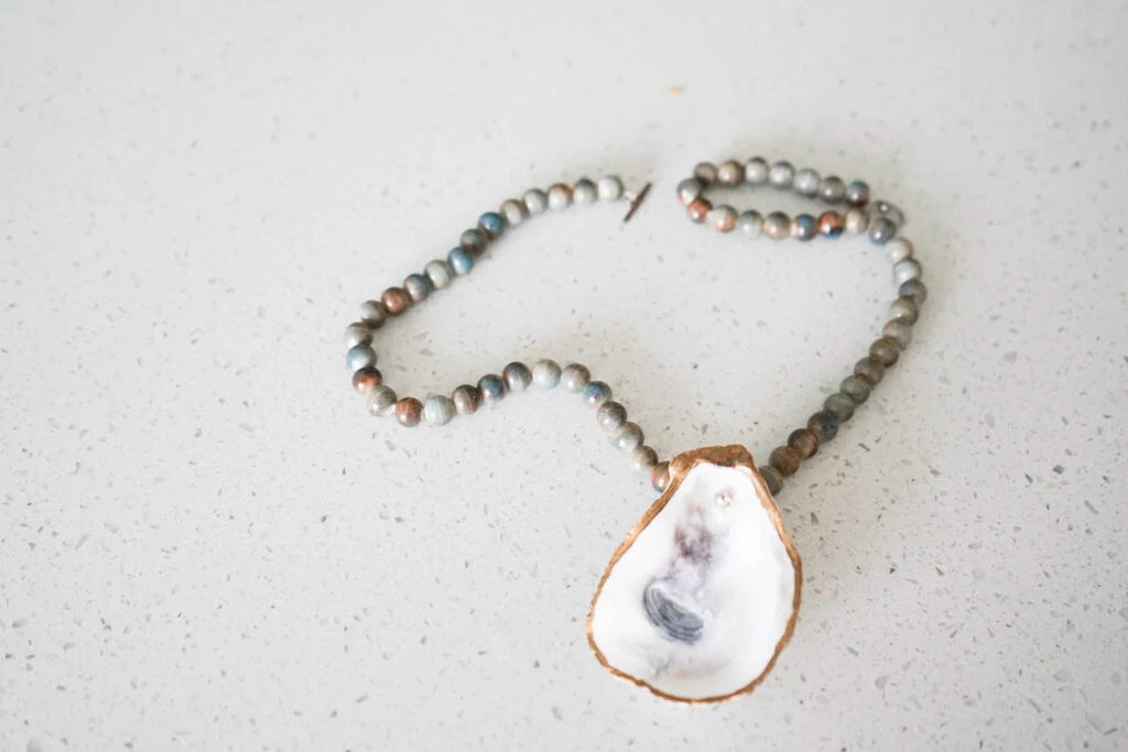 DIY oyster shell necklace