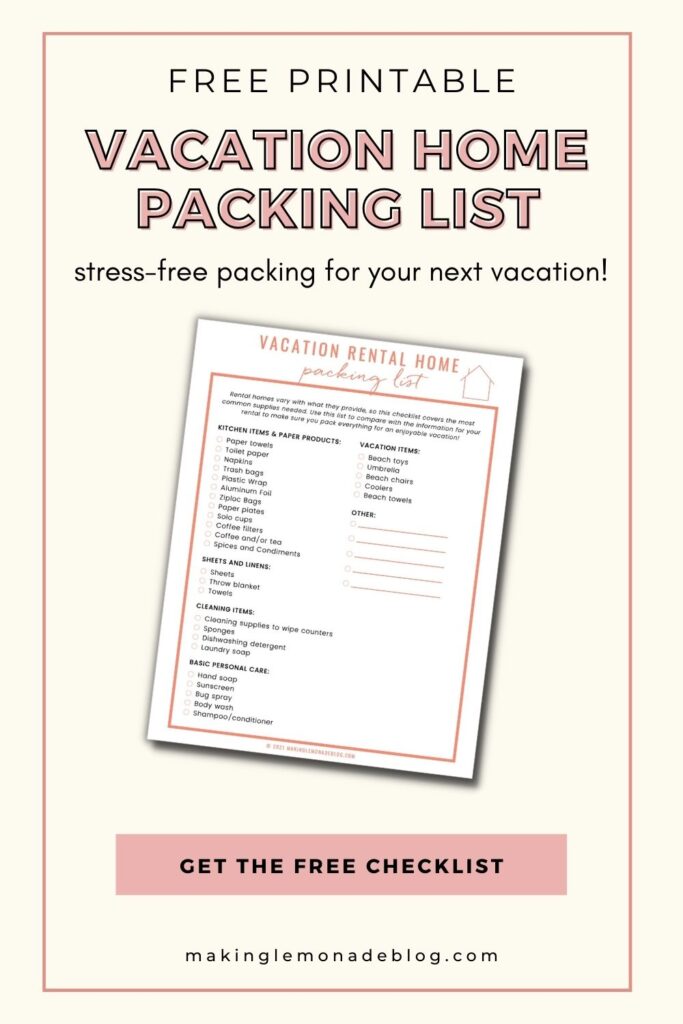 free printable vacation home rental checklist