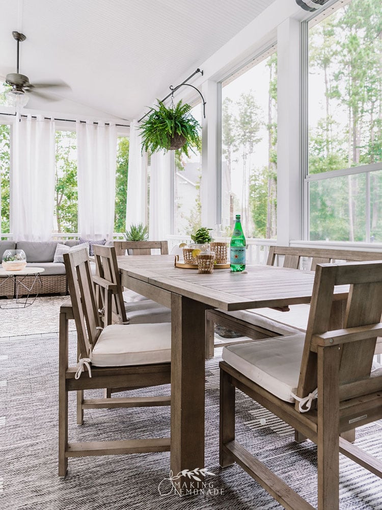 outdoor dining table on porch